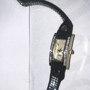 Sleek Black and Silver Rectangular Watch‎